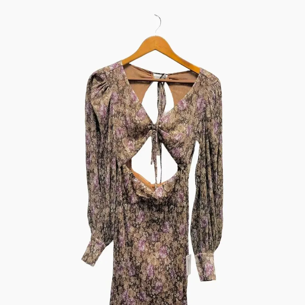 NWT For Love and Lemons Wynne Maxi‎ Dress Metallic Women’s Size Small - Picture 6 of 9